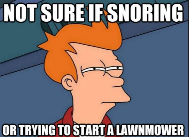 snoring ot lawnmower meme